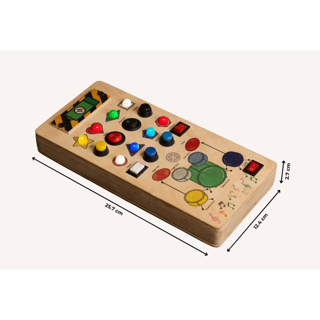 Clapstore Beatmaker Montessori Busyboard , Interactive Sound and Light Sensory Toy for Toddlers Ages 1-6, Promotes Musical Learning, Enhances Hand-Eye Coordination and Develops Fine Motor Skills