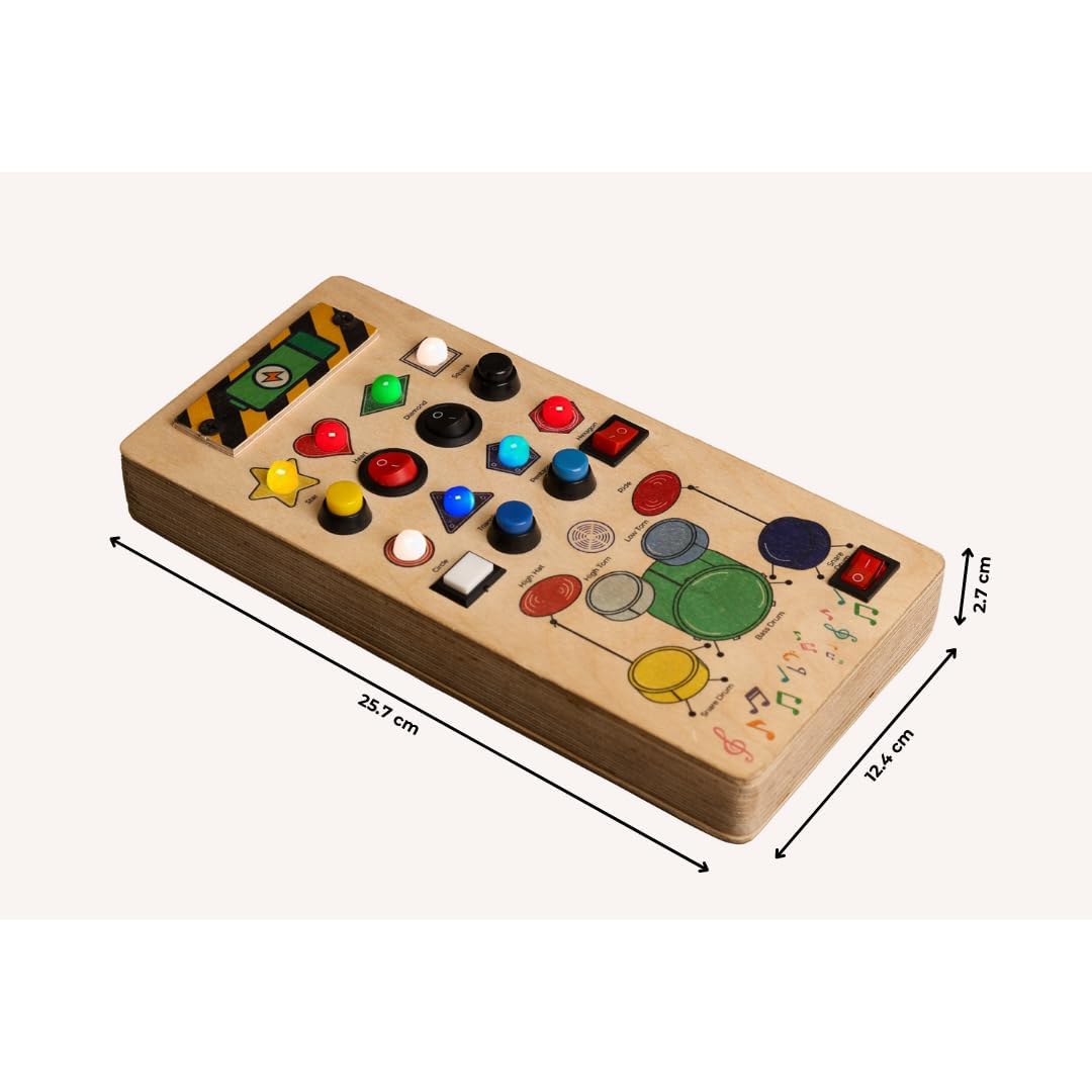 Clapstore Beatmaker Montessori Busyboard , Interactive Sound and Light Sensory Toy for Toddlers Ages 1-6, Promotes Musical Learning, Enhances Hand-Eye Coordination and Develops Fine Motor Skills