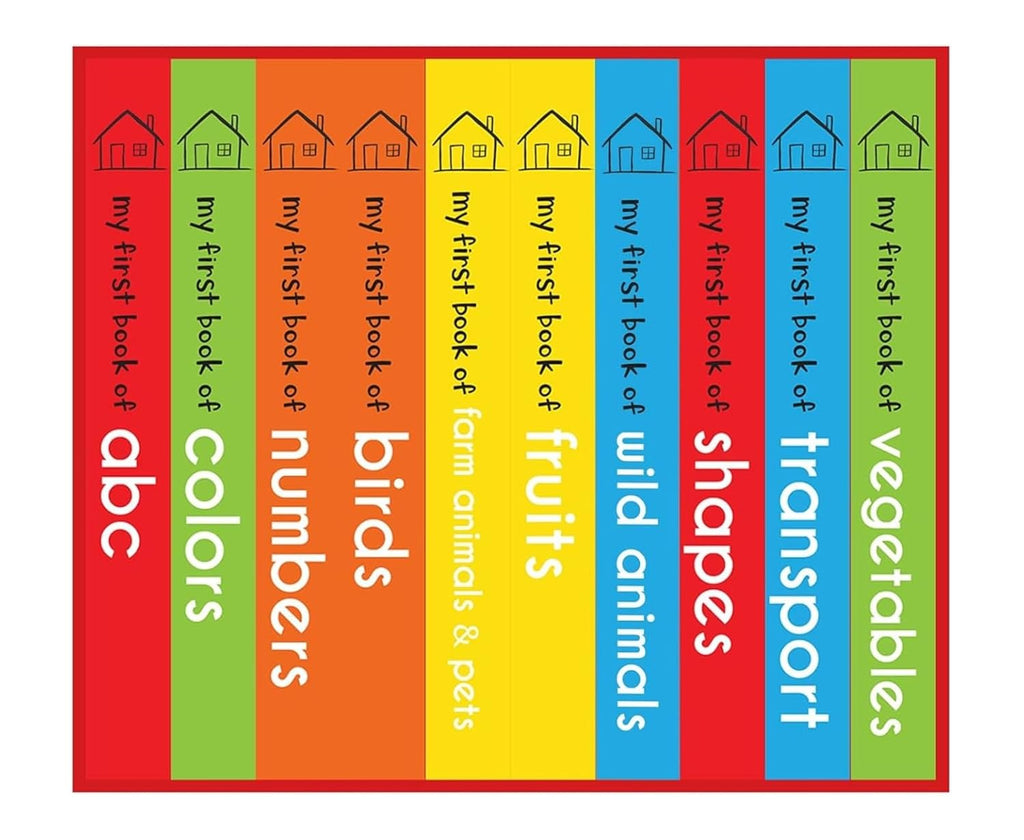 My First Library: Boxset of 10 Board Books for Kids (Pack 1) | Includes ABC, Numbers, Shapes, Colors, Wild Animals, Farm Animals & Pets, Birds, Fruits, Vegetables & Transport | Ages 0-3 Years