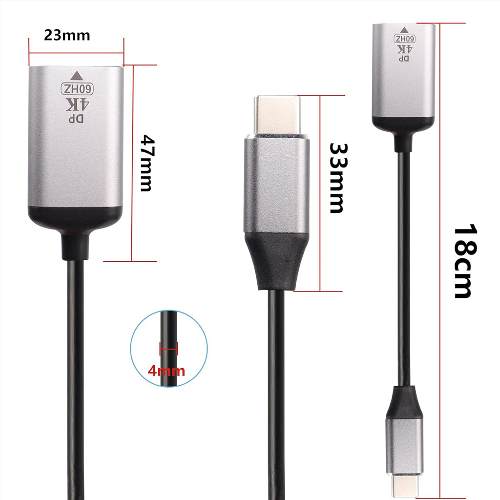 TECPHILE DP to Type-C 4K@60Hz Adapter Converter