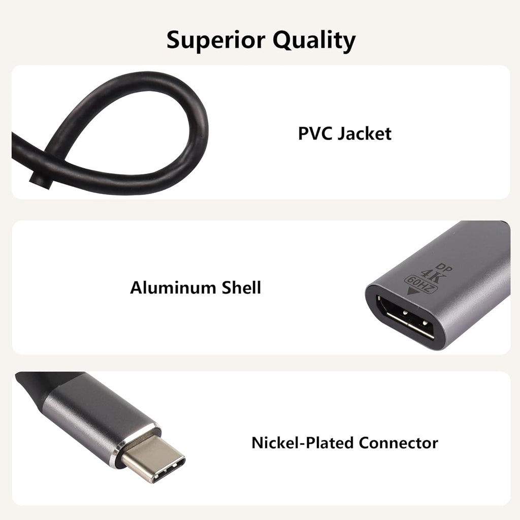 TECPHILE DP to Type-C 4K@60Hz Adapter Converter