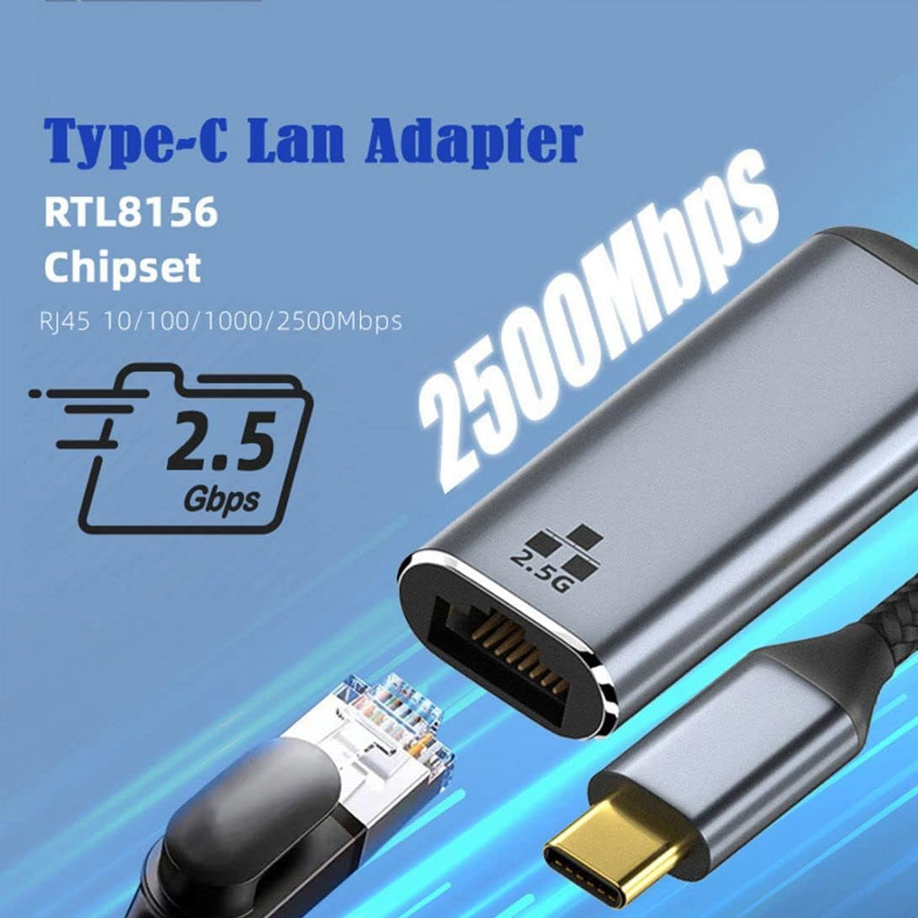 TECPHILE Type-C to 2.5G Ethernet LAN Network Converter